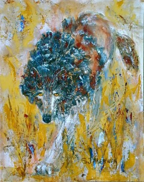 動物 Painting - オオカミの厚い絵の具